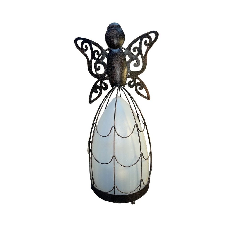 16” Angel W/Flickering Candle w/on Off Switch Metal opens to Receive Candle